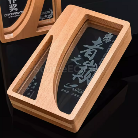 客製化實木水晶獎座禮品