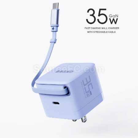 客製化迷你充電頭自帶伸縮線type-c禮品