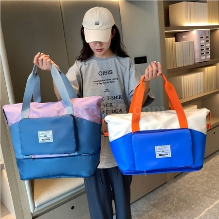 客製化大容量拼色摺疊旅行包禮品