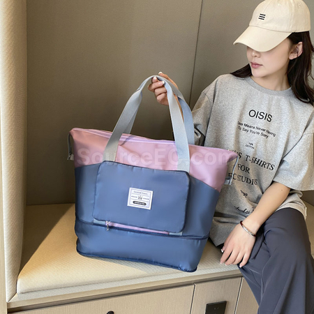 客製化大容量拼色摺疊旅行包禮品