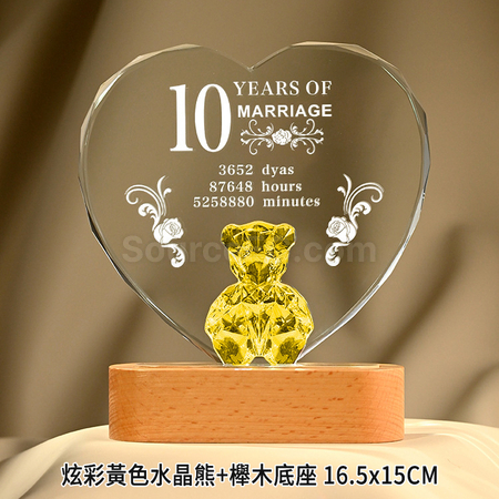 客製化鍍彩小熊水晶獎座禮品