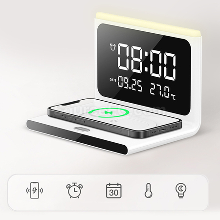 無線充電鬧鐘溫控時間鬧鈴