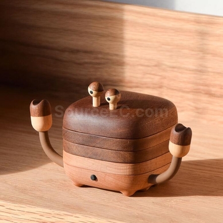 客製化小螃蟹磁吸實木隔熱茶杯墊禮品