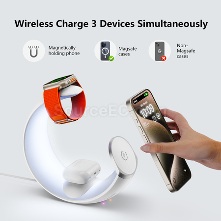 客製化月亮磁吸三合一無線移動電源小夜燈禮品