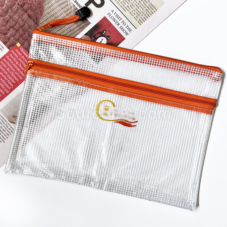 客製化PVC雙層拉鏈文件袋禮品
