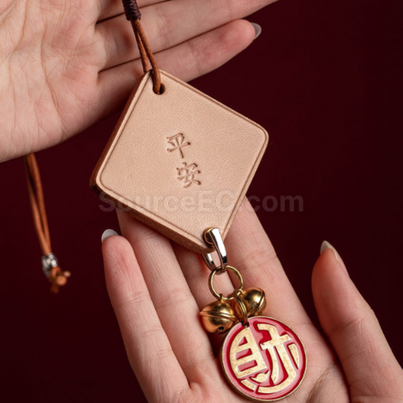 客製化真皮手工鈴鐺福牌掛件禮品