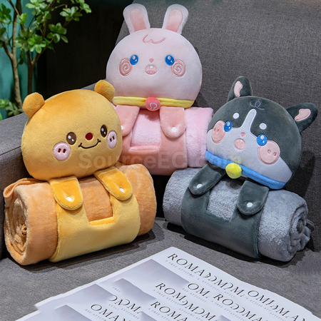 客製化卡通立體午睡毛毯禮品