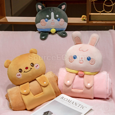 客製化卡通立體午睡毛毯禮品