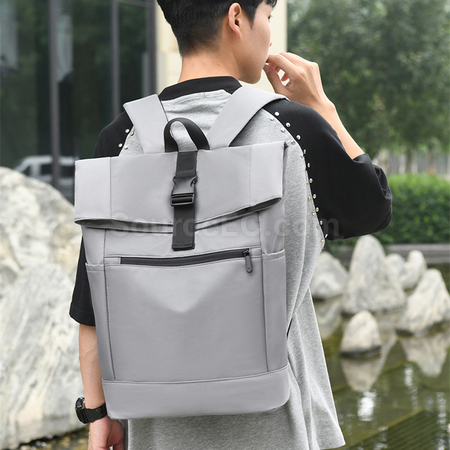 客製化都市休閒商務捲口雙肩包禮品