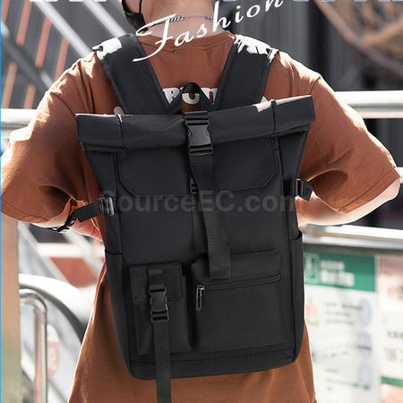 客製化都市休閒商務捲口雙肩包禮品