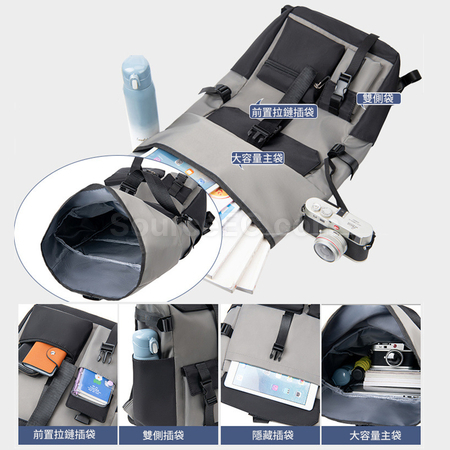 客製化都市休閒商務捲口雙肩包禮品