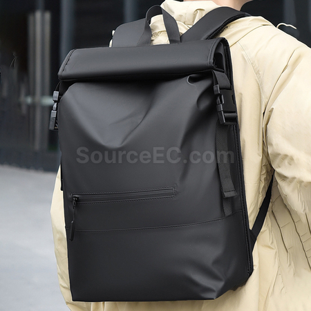 客製化都市休閒商務捲口雙肩包禮品