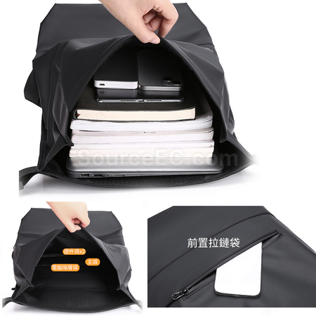 客製化都市休閒商務捲口雙肩包禮品