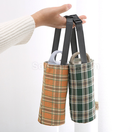 客製化格子帆布水杯袋禮品