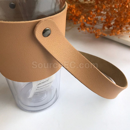 客製化簡約純色皮革杯套禮品