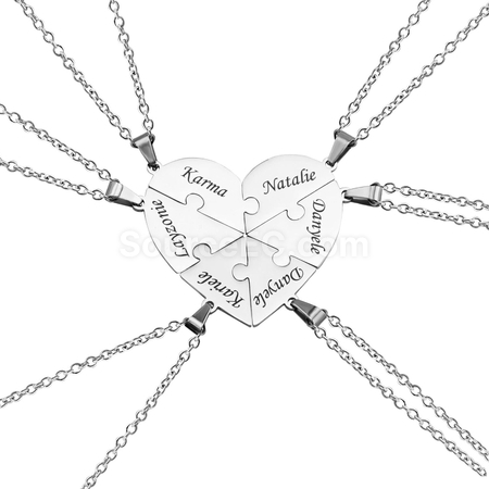 客製化刻字心形拼圖項鍊禮品