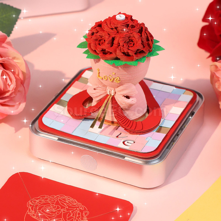 客製化紙雕日曆玫瑰花帶燈3D立體便簽本禮品