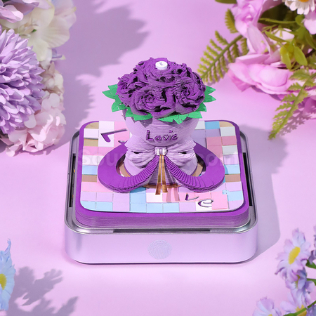 客製化紙雕日曆玫瑰花帶燈3D立體便簽本禮品