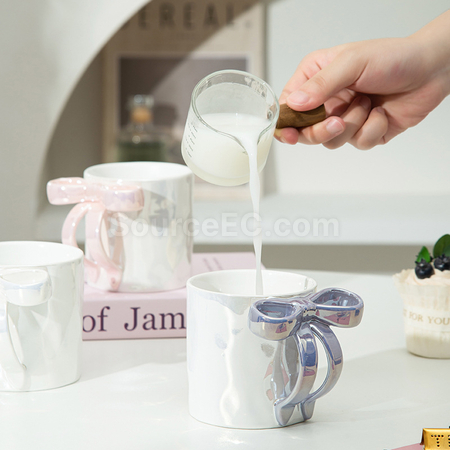 客製化蝴蝶結手柄陶瓷杯禮品