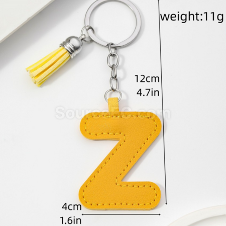 客製化PU皮革26個英文字母鑰匙扣禮品