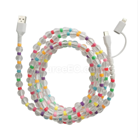 一拖二彩珠充電線