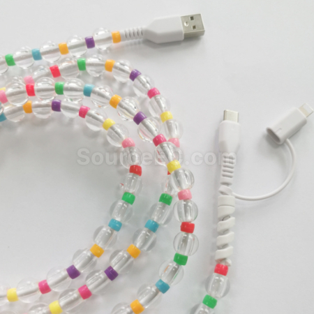客製化一拖二彩珠充電線禮品