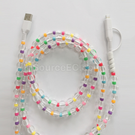 客製化一拖二彩珠充電線禮品
