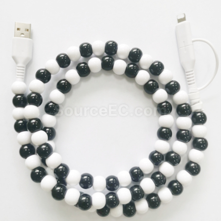 客製化一拖二彩珠充電線禮品