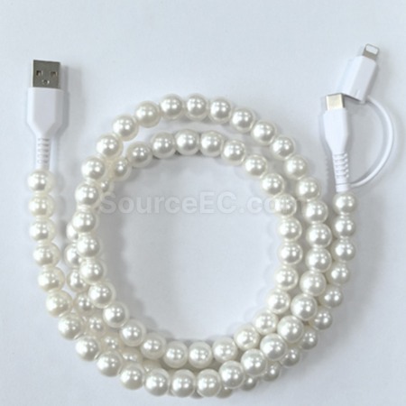 客製化一拖二彩珠充電線禮品
