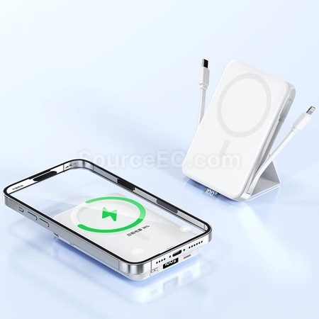 客製化自帶線磁吸無線充移動電源禮品
