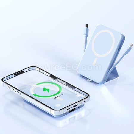 客製化自帶線磁吸無線充移動電源禮品