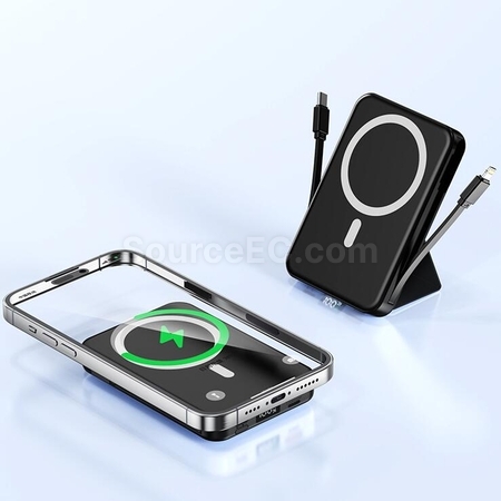 客製化自帶線磁吸無線充移動電源禮品