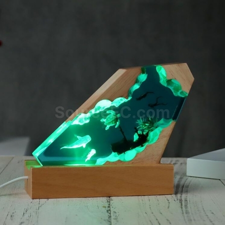 客製化實木樹脂小夜燈藝術擺飾禮品