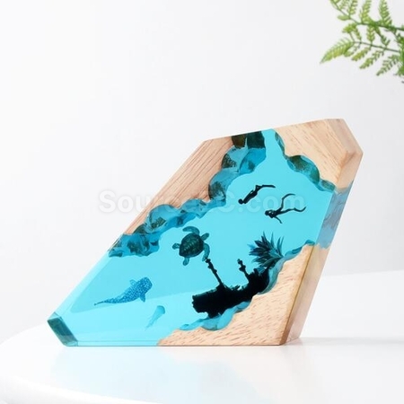 客製化實木樹脂小夜燈藝術擺飾禮品