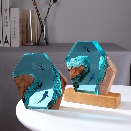 客製化實木樹脂小夜燈藝術擺飾禮品
