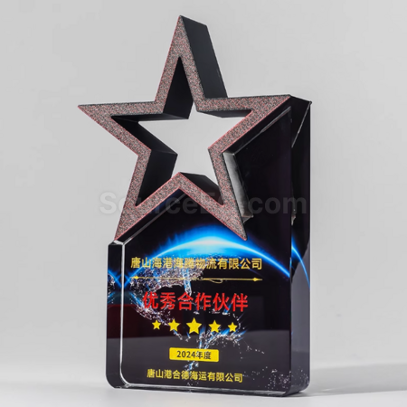 客製化彩色五星水晶獎座禮品