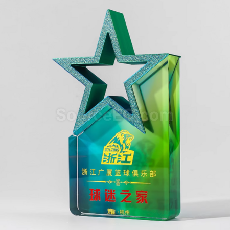 客製化彩色五星水晶獎座禮品