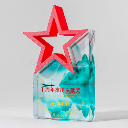 客製化彩色五星水晶獎座禮品