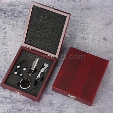 客製化高級不鏽鋼開瓶器套裝竹盒禮品