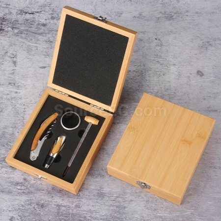 客製化高級不鏽鋼開瓶器套裝竹盒禮品