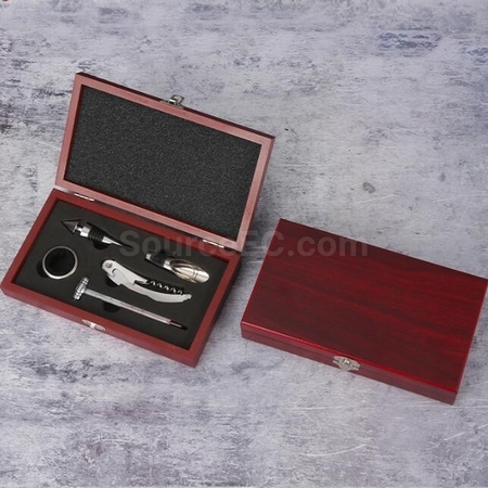 客製化高級不鏽鋼開瓶器套裝竹盒禮品