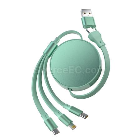 客製化100W伸縮二拖三充電線禮品