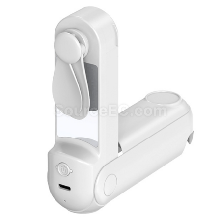 客製化五合一（行動電源鏡子手電筒支架）手持風扇禮品