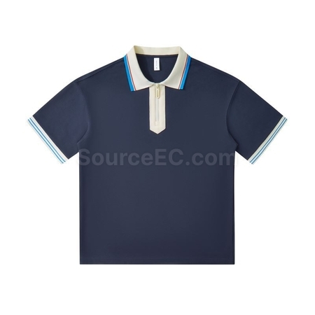 客製化240g日系復古領口拉鍊撞色POLO衫禮品