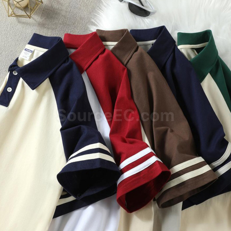 客製化復古雙杠撞色polo衫禮品