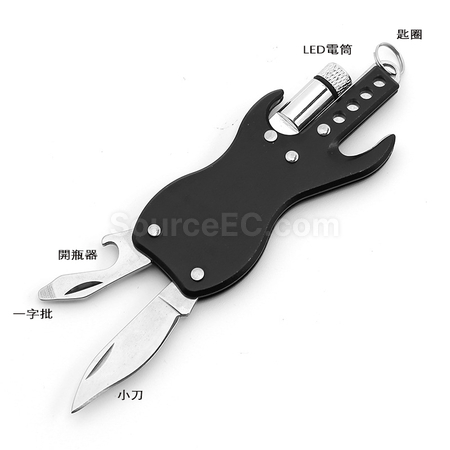 客製化LED燈吉他造型多功能萬用刀匙扣禮品