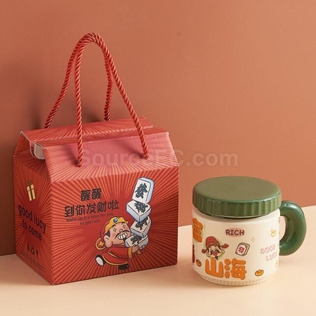 客製化卡通財神爺杯子陶瓷馬克杯禮品