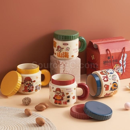 客製化卡通財神爺杯子陶瓷馬克杯禮品