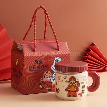 客製化卡通財神爺杯子陶瓷馬克杯禮品