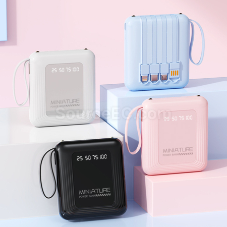 客製化3C認證正方形自帶線移動電源禮品